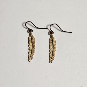 Gold Feather Earrings